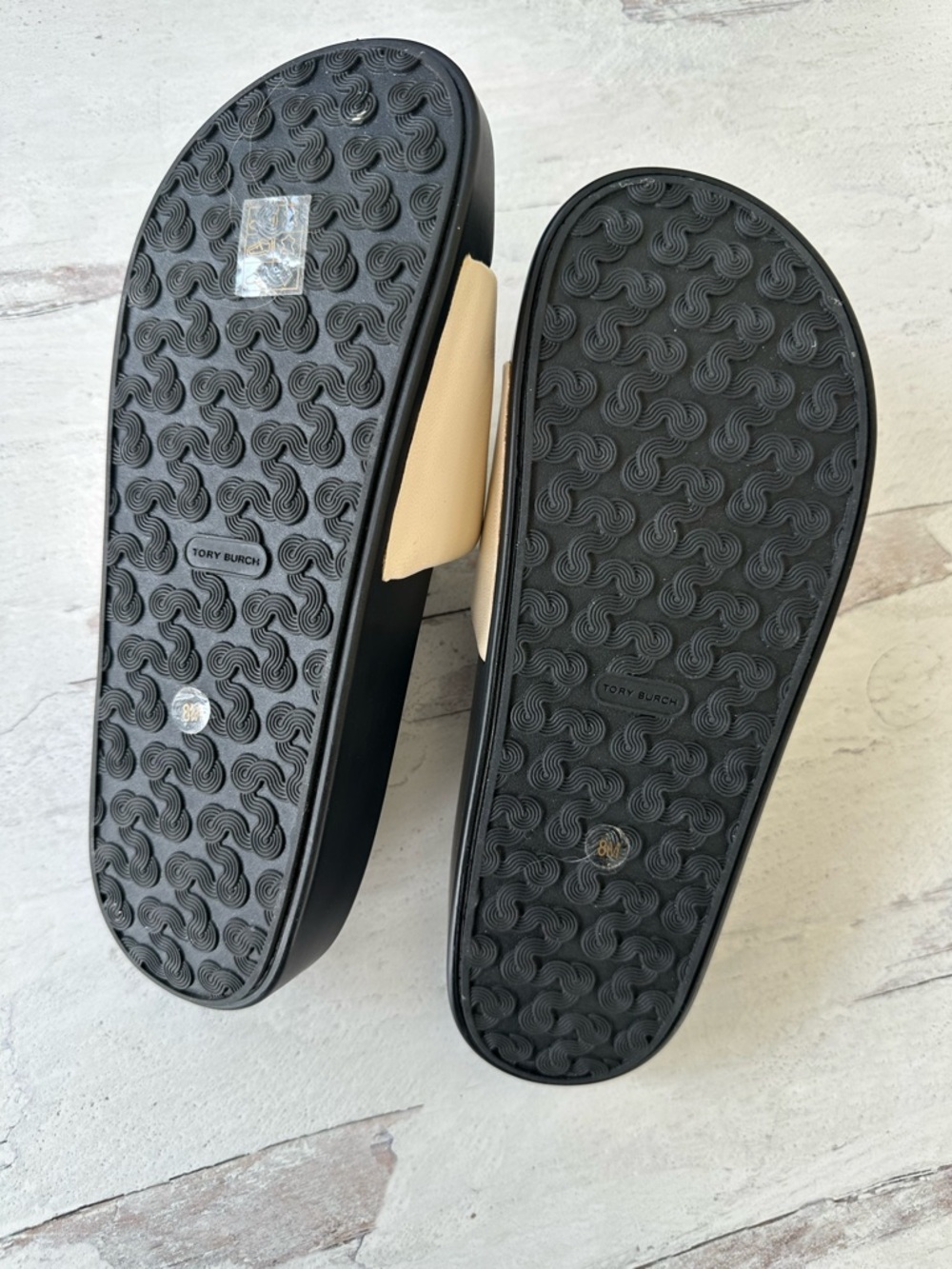 Tory Burch Black & Cream Logo Slide Sandals - Picture 5 of 12